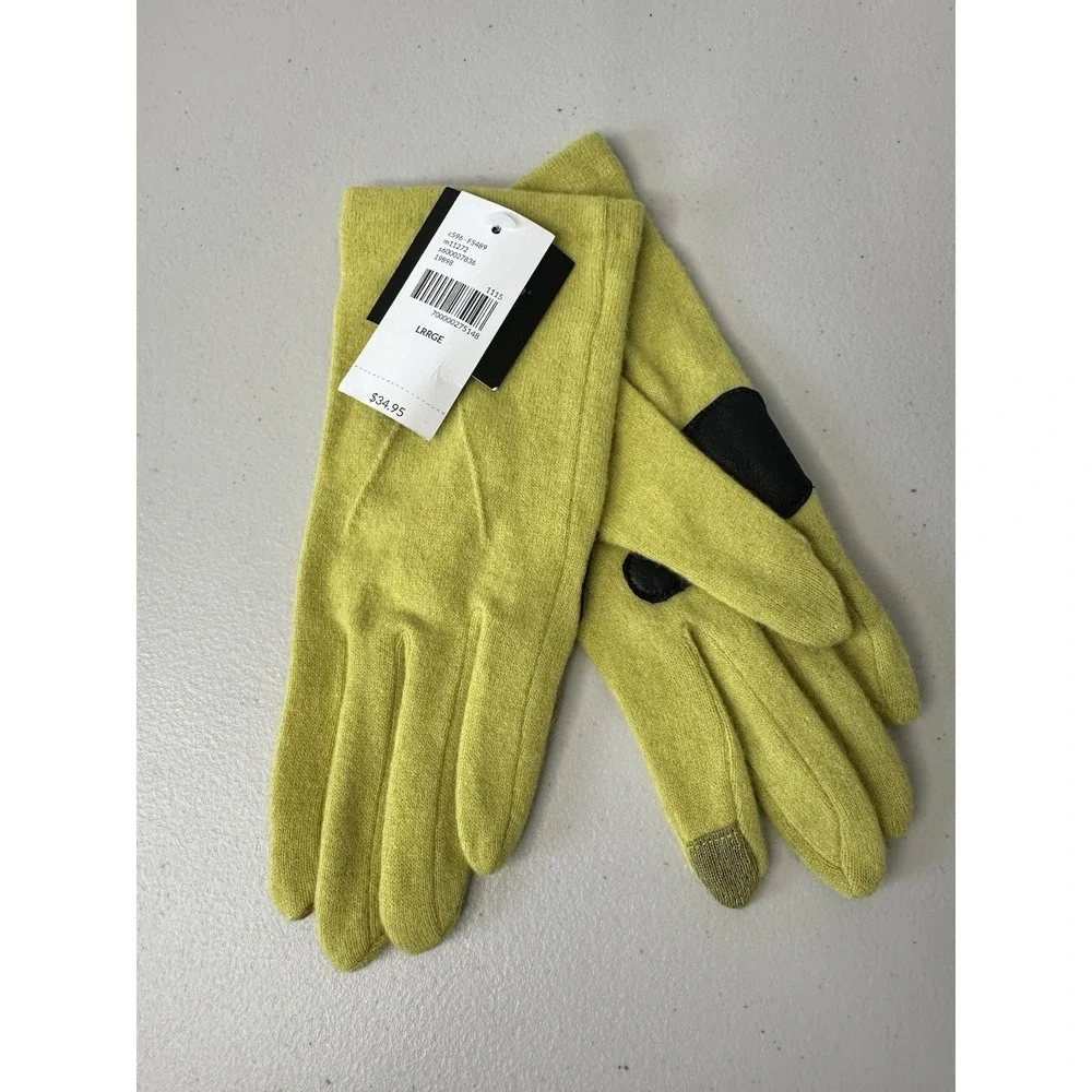 Lane Bryant Touch Gloves Size L Wool blend Chartreuse Lightweight